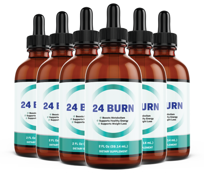 24Burn liquid fat-burning supplement bottles